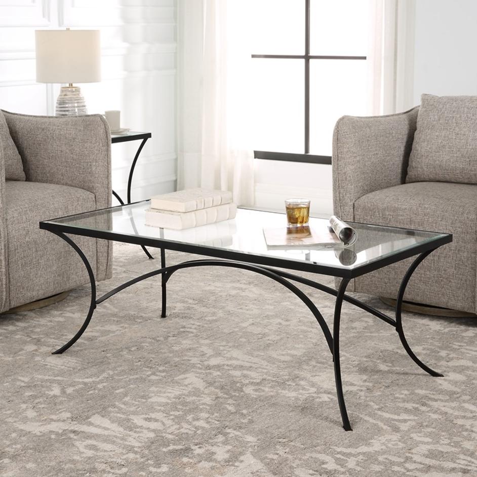 Alayna Black Metal & Glass Coffee Table by Uttermost