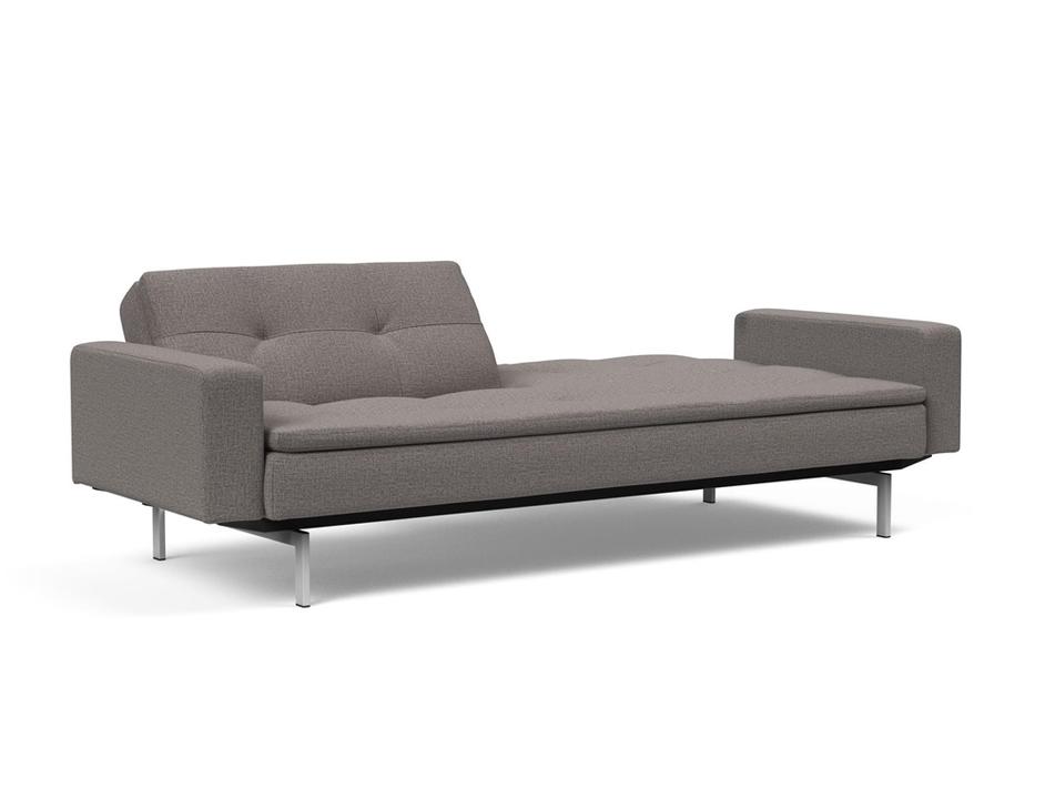 DUBLEXO SLEEPER SOFA W/ARMS in MIXED DANCE GREY FABRIC WITH Stainless Steel LEGS 521 by INNOVATION USA