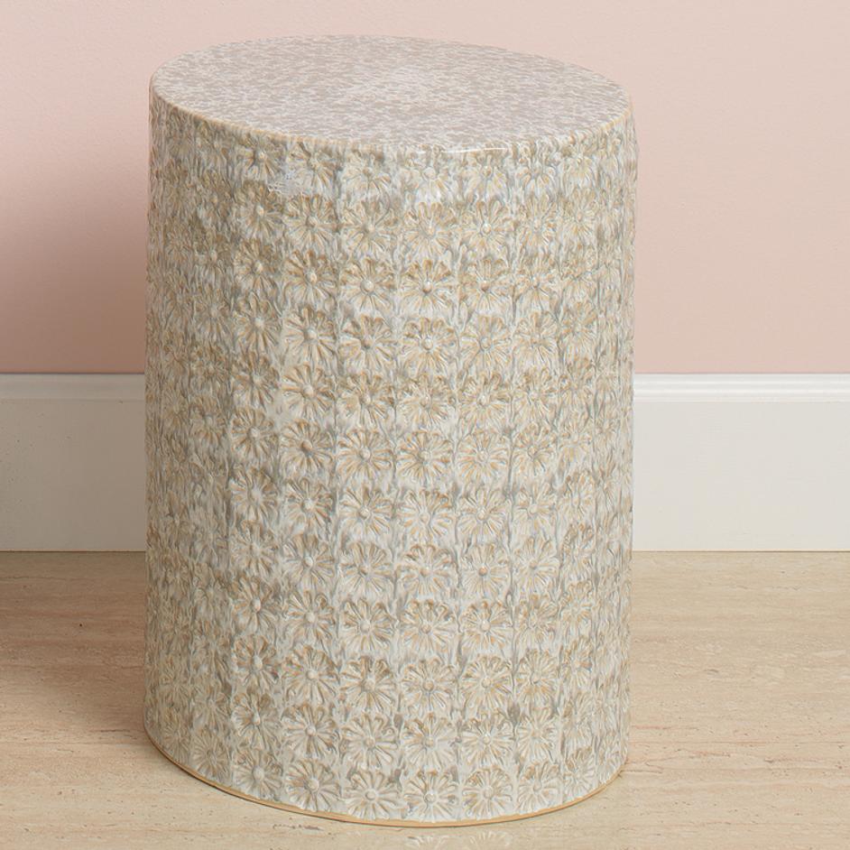 Wildflower Indoor/Outdoor Ceramic Side Table, Cream by Jamie Young