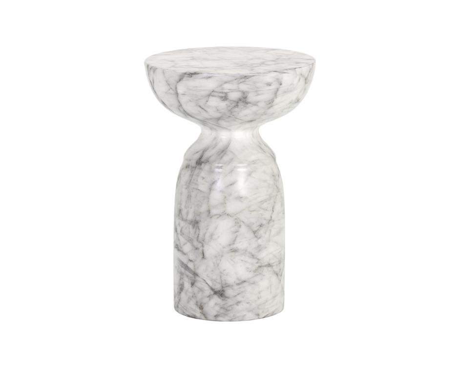Goya End Table - Marble Look - White by Sunpan
