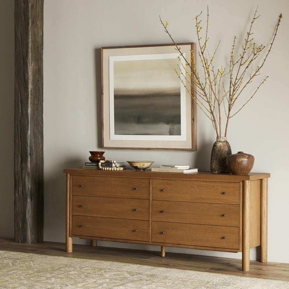 Roark 6 Drawer Dresser In Amber Oak Veneer by FOUR HANDS