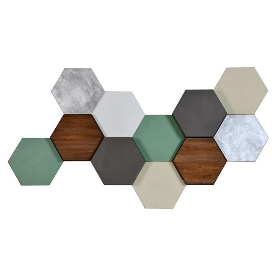 Hexa Pastel Wall Art In Silver And Veneer  by Renwil