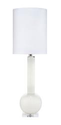 Studio Table Glass Lamp, With Tall Thin Drum Shade, White by Jamie Young