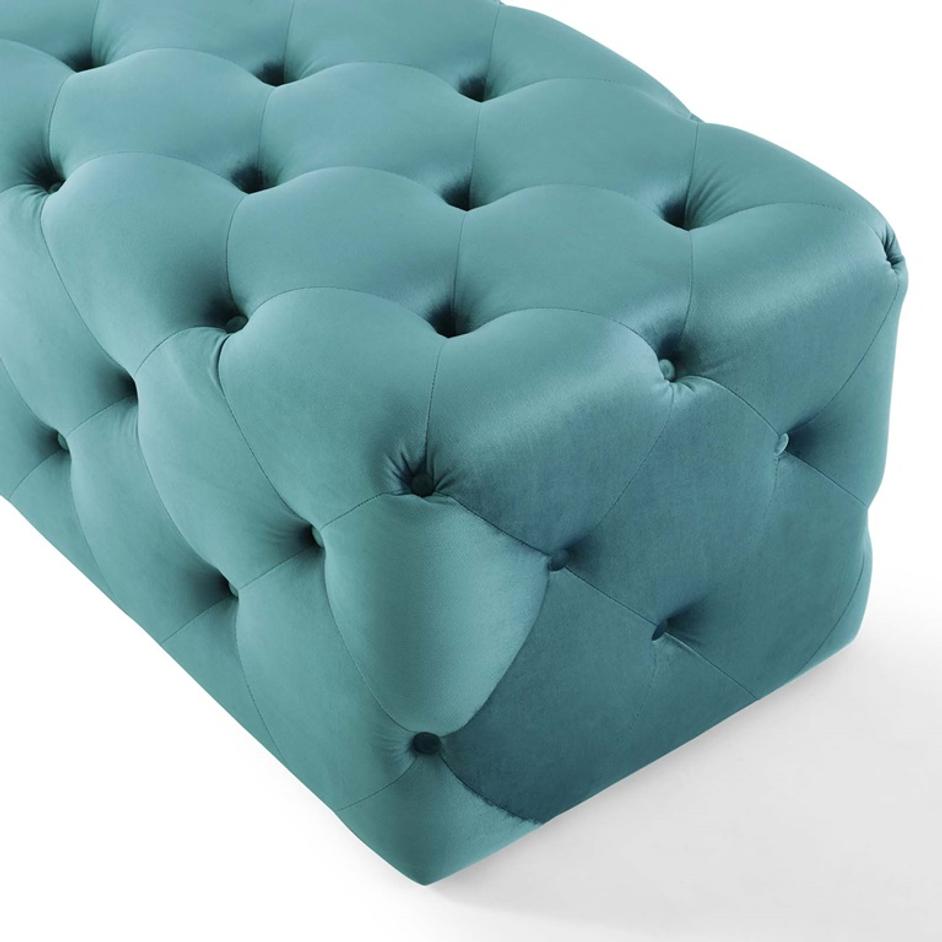 Carole 60" Tufted Button Entryway Performance Velvet Bench In Sea Blue by Modway Furniture