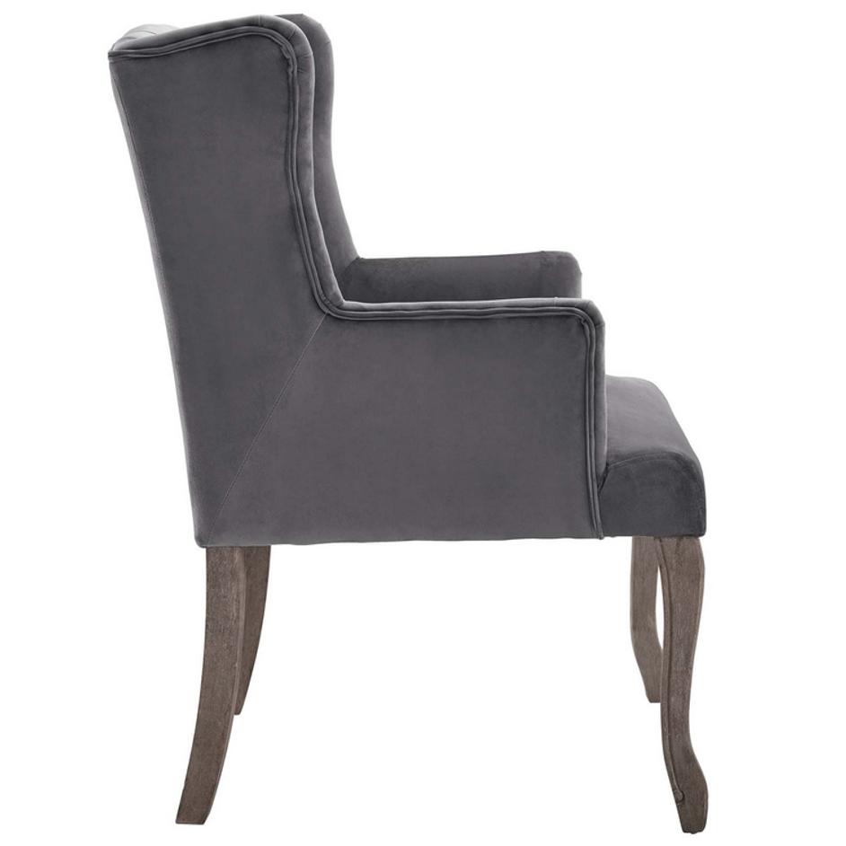 Combest French Vintage Dining Performance Velvet Armchair In Gray by Modway Furniture
