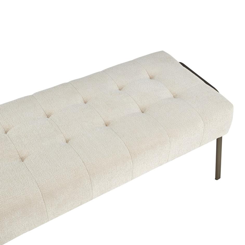 Venturi Fabric Tufted Bench In Opus Cream by New Pacific Direct