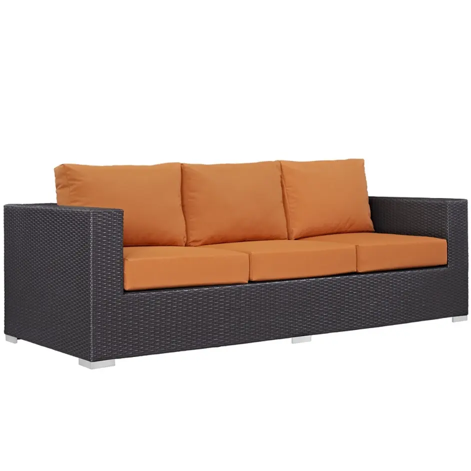 Minerva Outdoor Patio Sofa In Espresso Orange by Modway Furniture