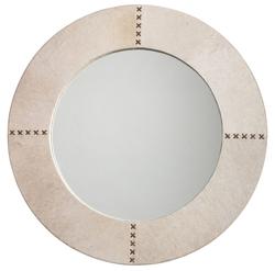 Round Cross Stitch Round Wall Mirror, White Hide by Jamie Young
