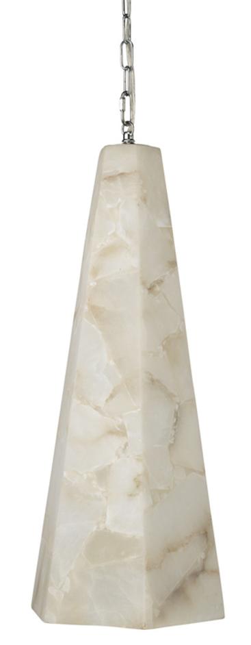 Borealis Alabaster Tall Hexagon 1-Light Pendant by Jamie Young