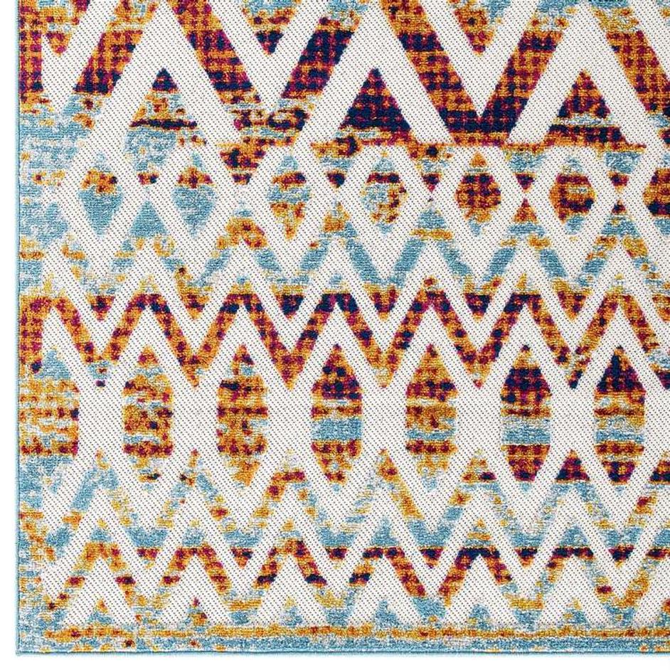 Burket Tamako Diamond And Chevron Moroccan Trellis 5X8 Indoor / Outdoor Area Rug In Multicolored by Modway Furniture