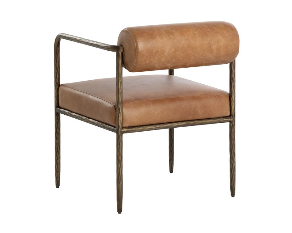 AJANI DINING ARMCHAIR - TAN LEATHER by Sunpan