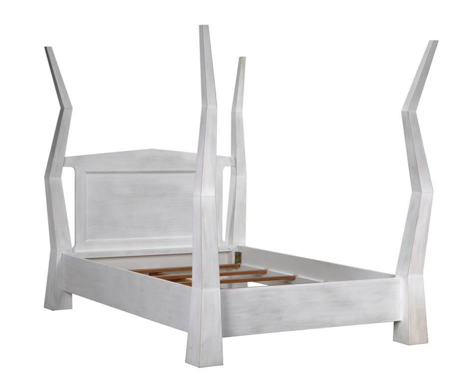 Patras Queen Bed in White Wash Mahogany by Noir Furniture