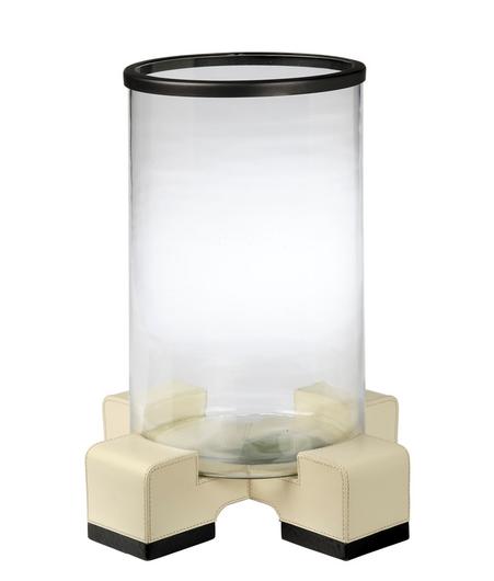 Vector Leather and Glass Hurricane, Ivory by Jamie Young