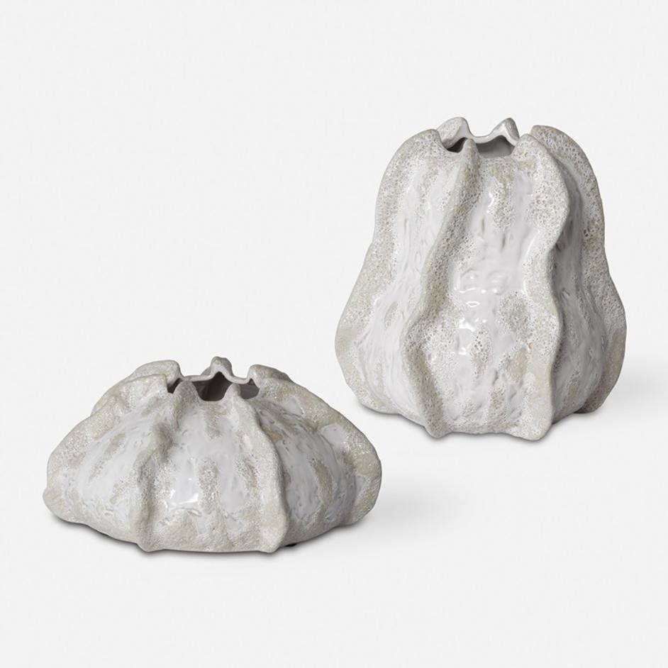 Urchin Textured Ivory Vases, S/2 by Uttermost
