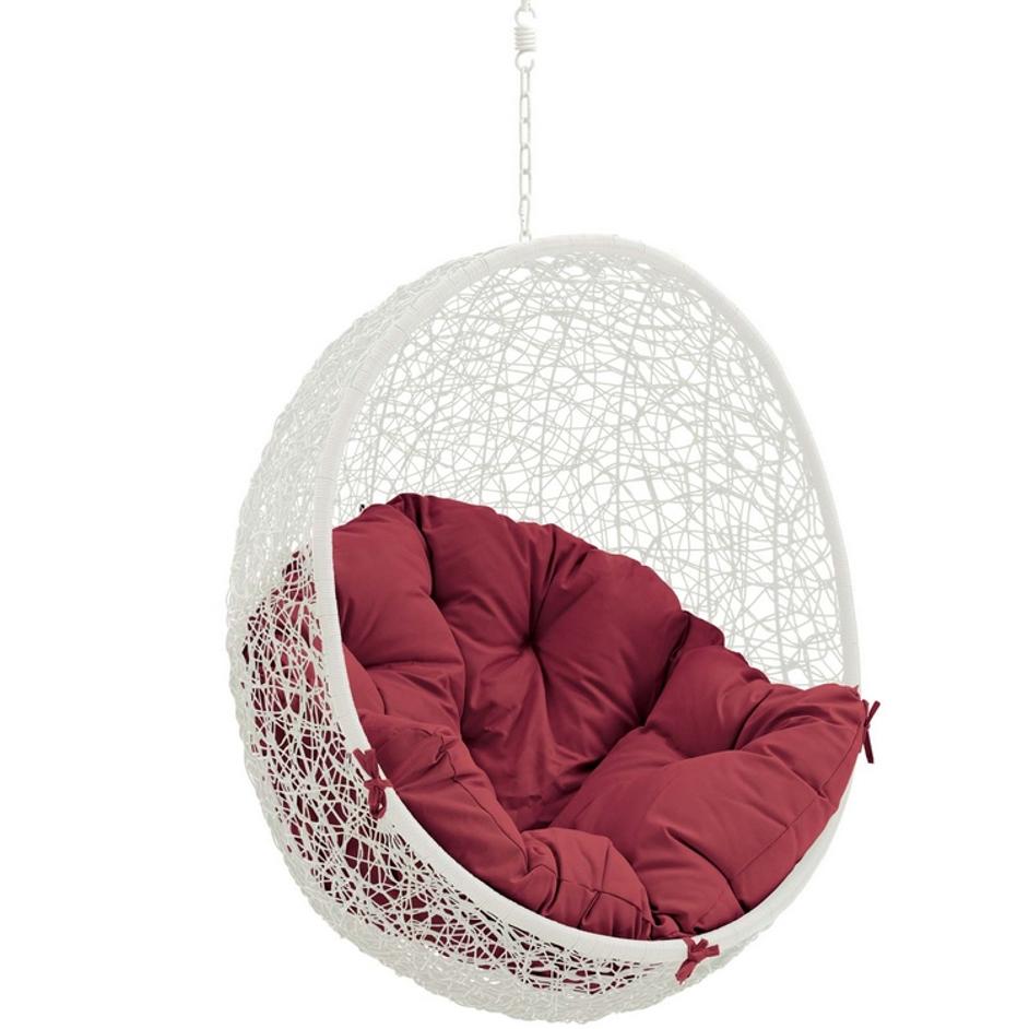 Segreto Outdoor Patio Swing Chair Without Stand In White Red by Modway Furniture
