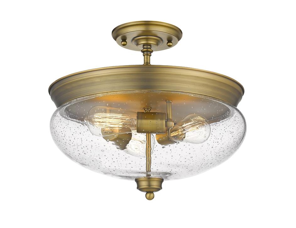 Amon 3 Light Semi Flush Mount in Heritage Brass Finish by Z-Lite