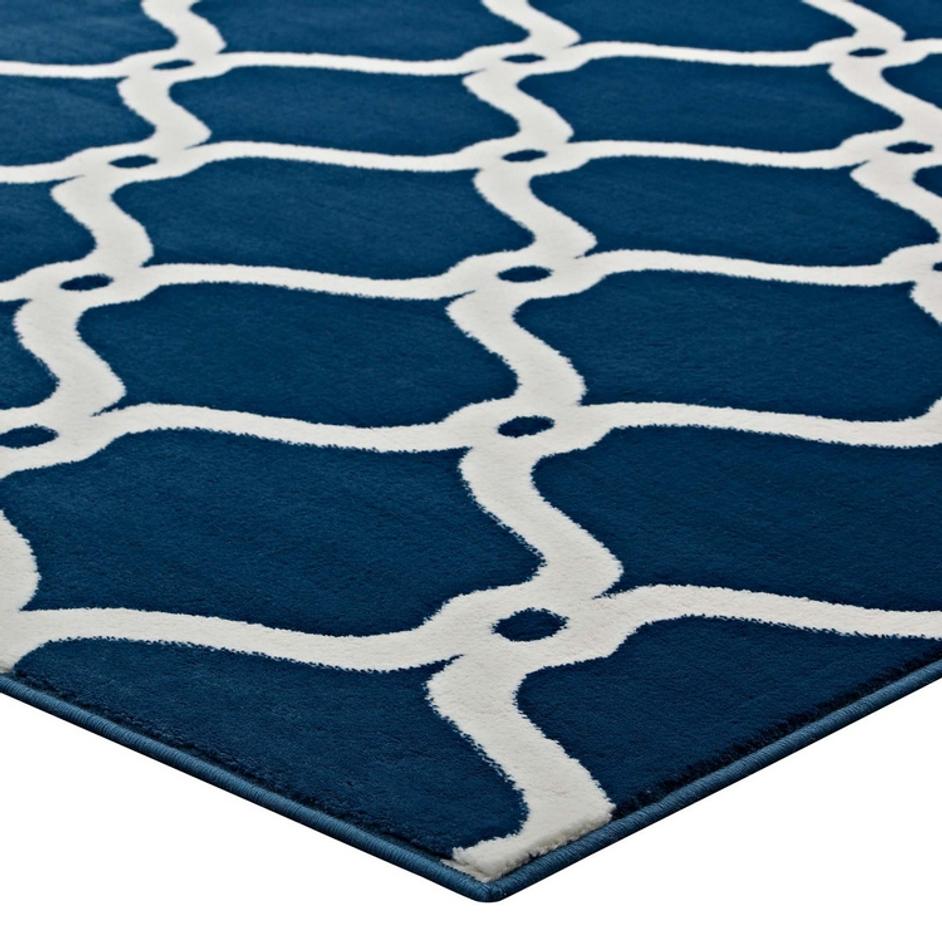 Barrett Chain Link Transitional Trellis 5X8 Area Rug In Moroccan Blue And Ivory by Modway Furniture