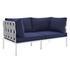 Concord Sunbrella® Outdoor Patio Aluminum Loveseat In Gray Navy by Modway Furniture
