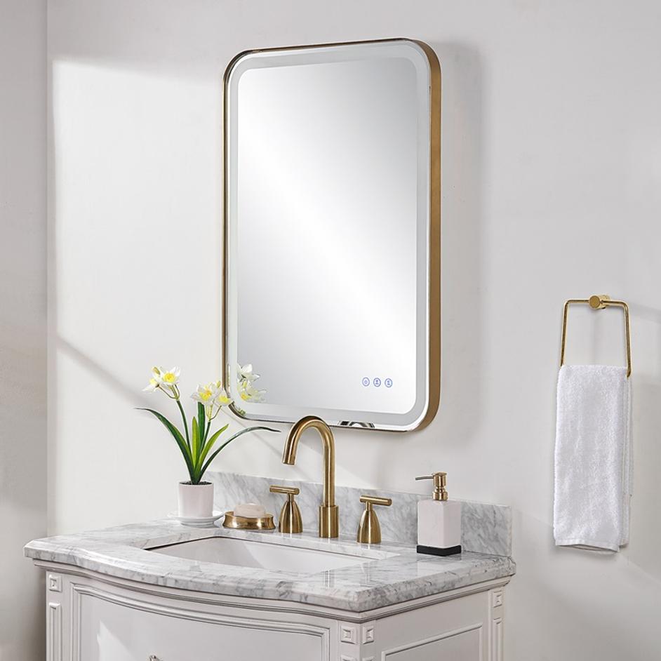 Crofton Lighted Brass Vanity Mirror by Uttermost