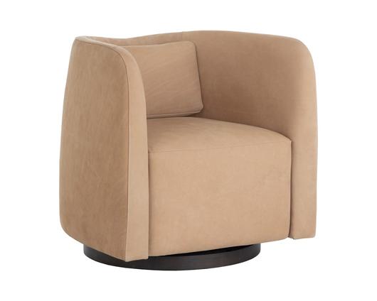 EMILIE SWIVEL LOUNGE CHAIR - NUBUCK TAN LEATHER by Sunpan