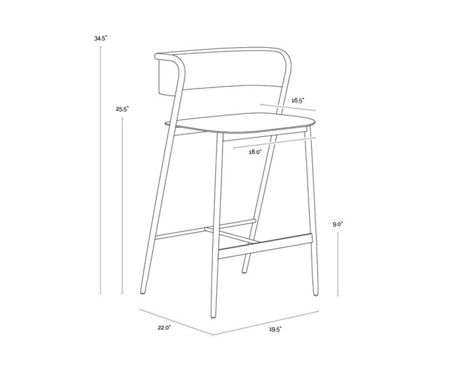 KEANU COUNTER STOOL - ANTIQUE GOLD by Sunpan