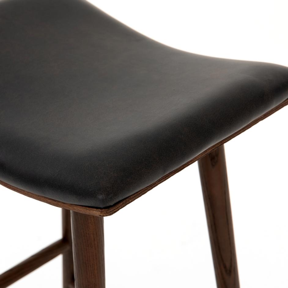 Union Saddle Bar Stool-Dist Black by FOUR HANDS