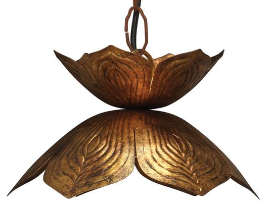 Flowering Lotus Iron Pendant, Antique Gold, Small by Jamie Young