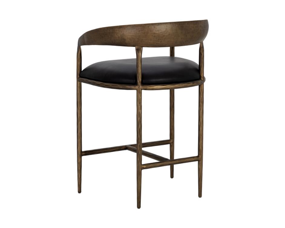 ZANATTA COUNTER STOOL - CHARCOAL BLACK LEATHER by Sunpan