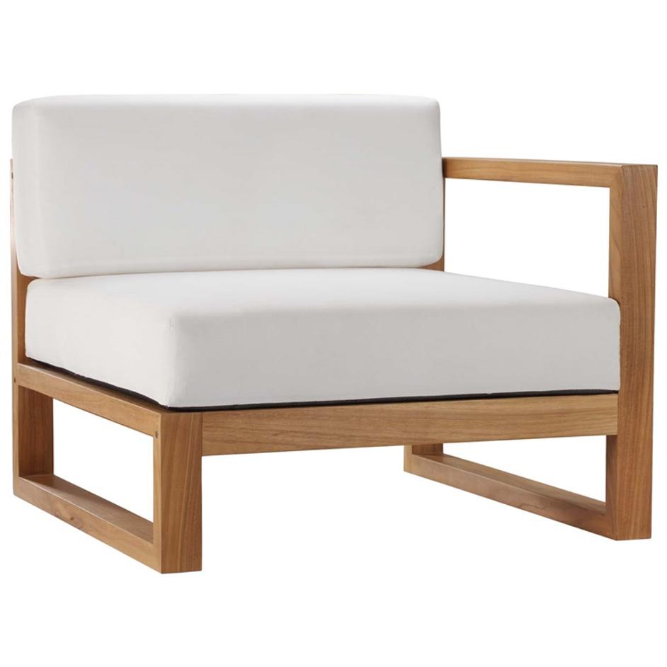 Sunbury Outdoor Patio Teak Wood 2-Piece Sectional Sofa Loveseat In Natural White by Modway Furniture