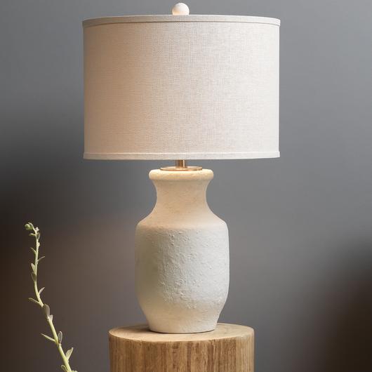 Gilbert Cement Table Lamp with Grasscloth Shade by Jamie Young