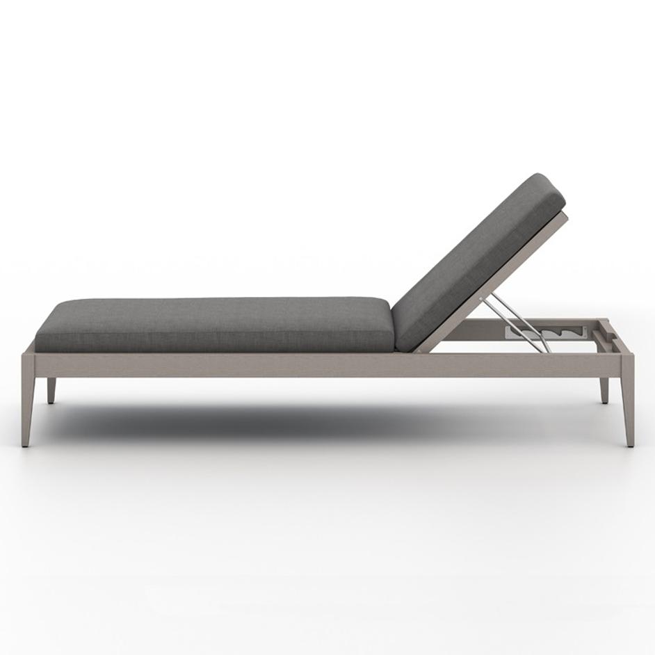 Sherwood Outdoor Chaise Lounge In Grey/Charcoal by FOUR HANDS