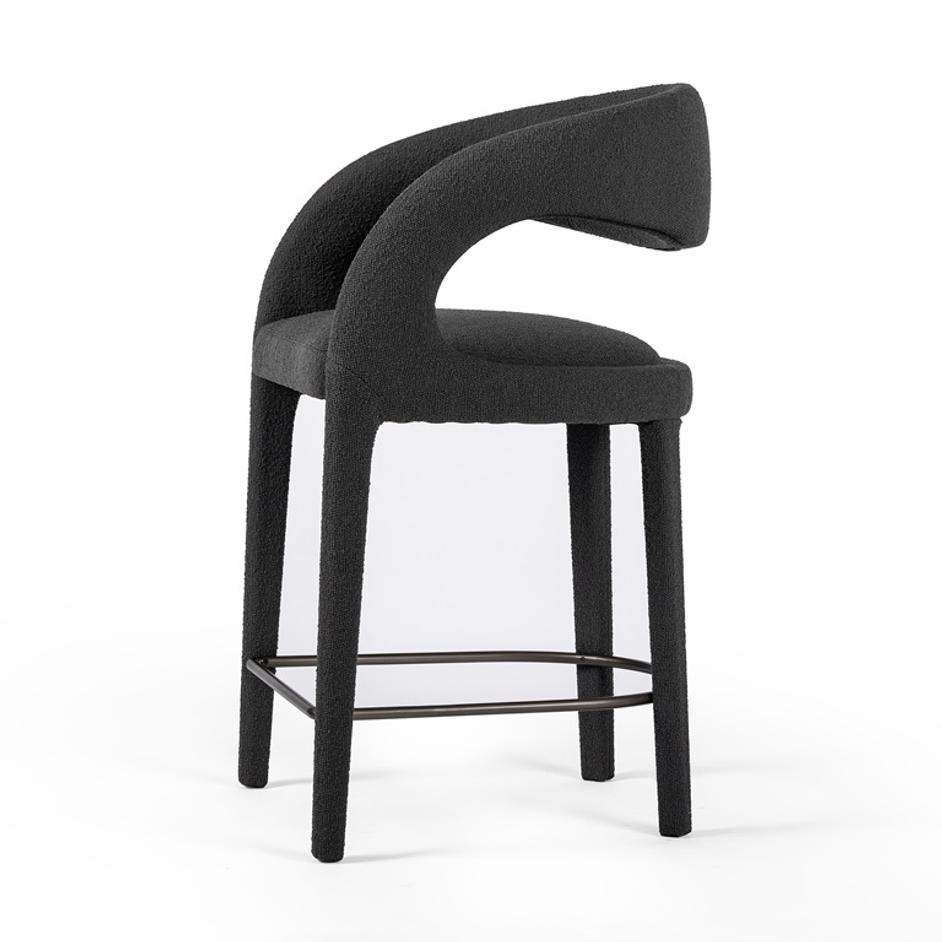 Hawkins Stool In Fiqa Boucle Charcoal In Counter by FOUR HANDS