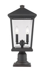 Beacon 2 Light Outdoor Pier Mounted Fixture in Oil Rubbed Bronze Finish by Z-Lite