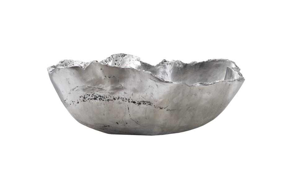 Cast Onyx Bowl, Silver Leaf, Smallall by PHILLIPS COLLECTION