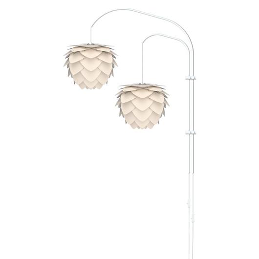 Aluvia Mini 2-Light Wall Lamp in Pearl with White Wall Hanger by UMAGE