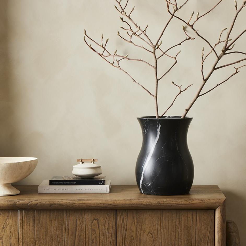 Sona Vase - Black Marble by Four Hands