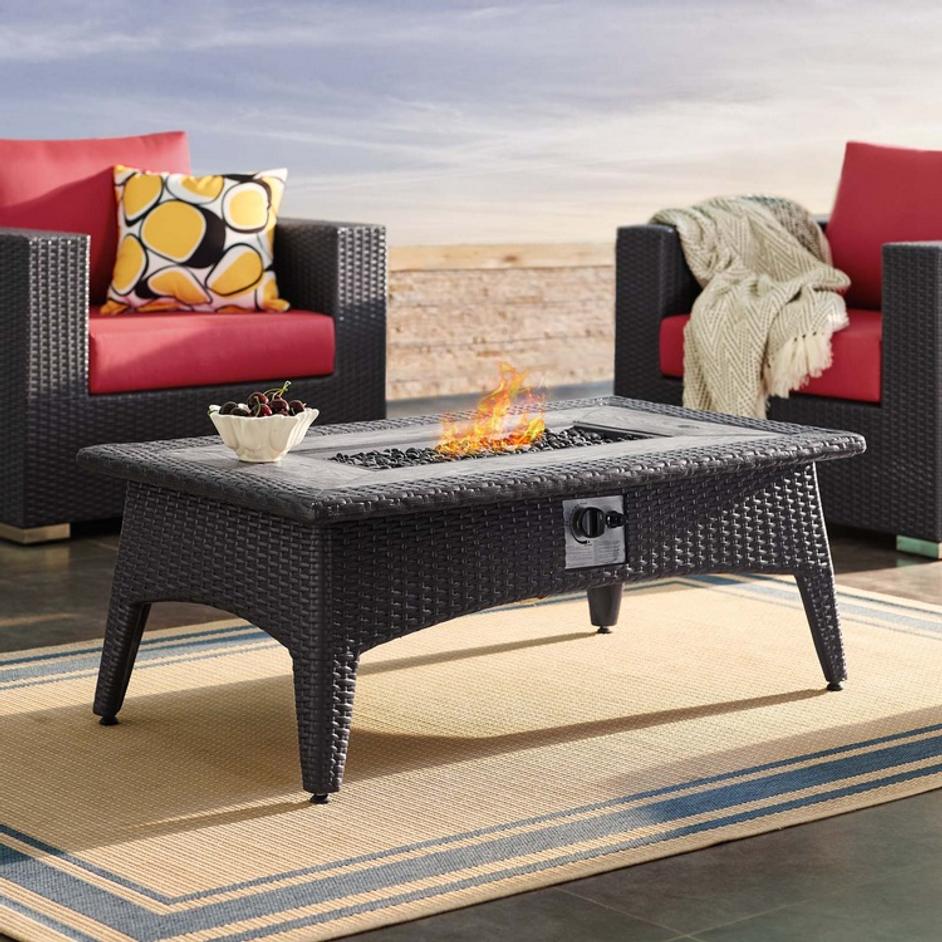 Cavins 43.5" Rectangle Outdoor Patio Fire Pit Table In Espresso by Modway Furniture