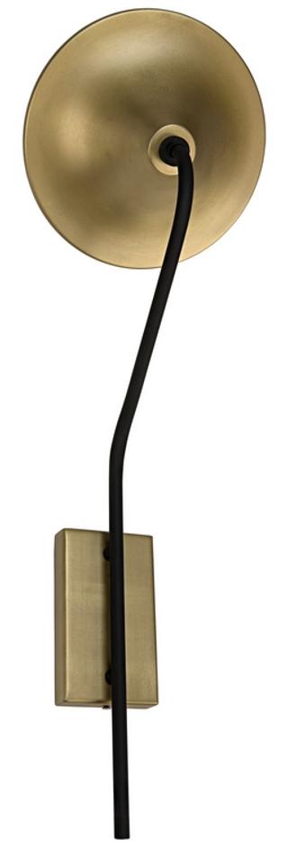 Messala Sconce, Black Steel and Brass Finish by Noir Furniture