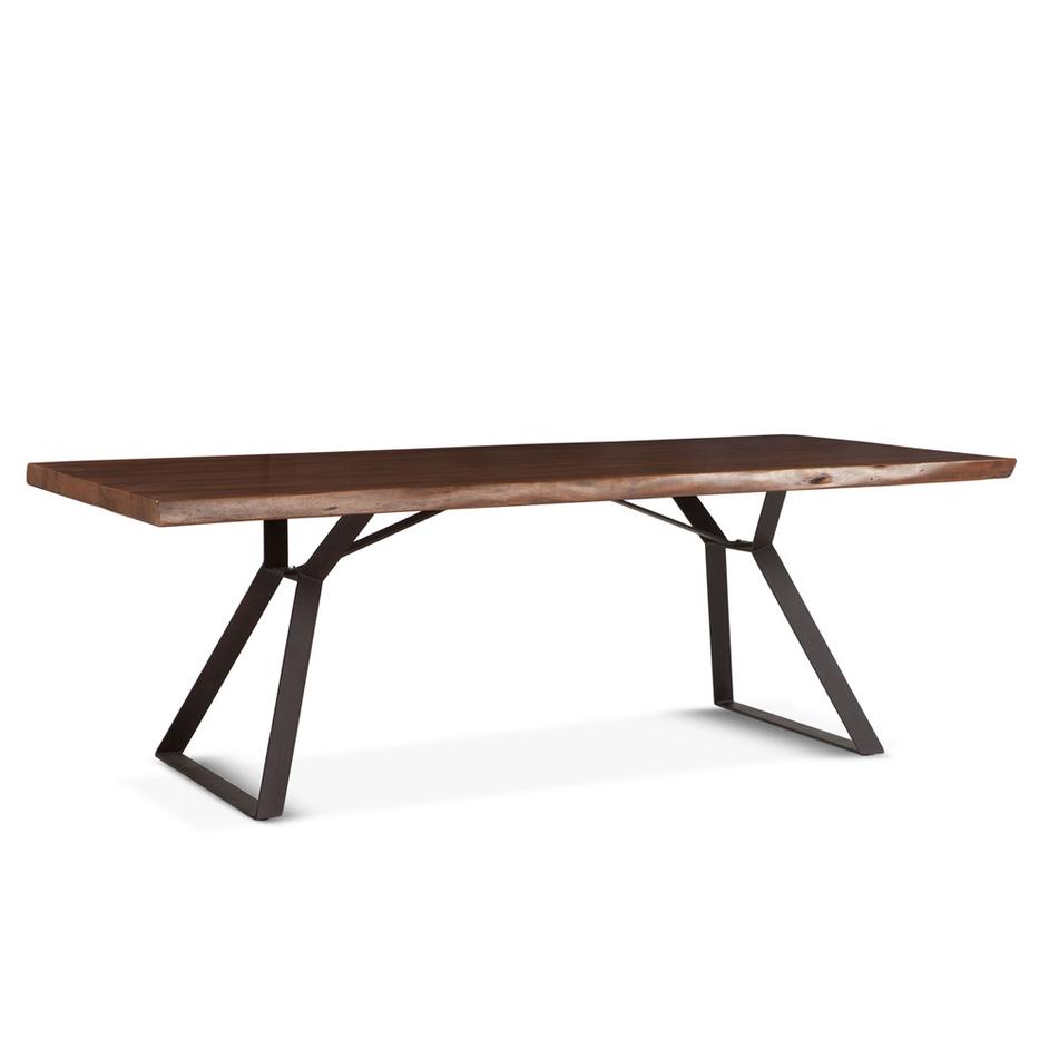 London Loft 80-Inch Acacia Wood Live Edge Dining Table in Walnut Finish by Home Trends & Design