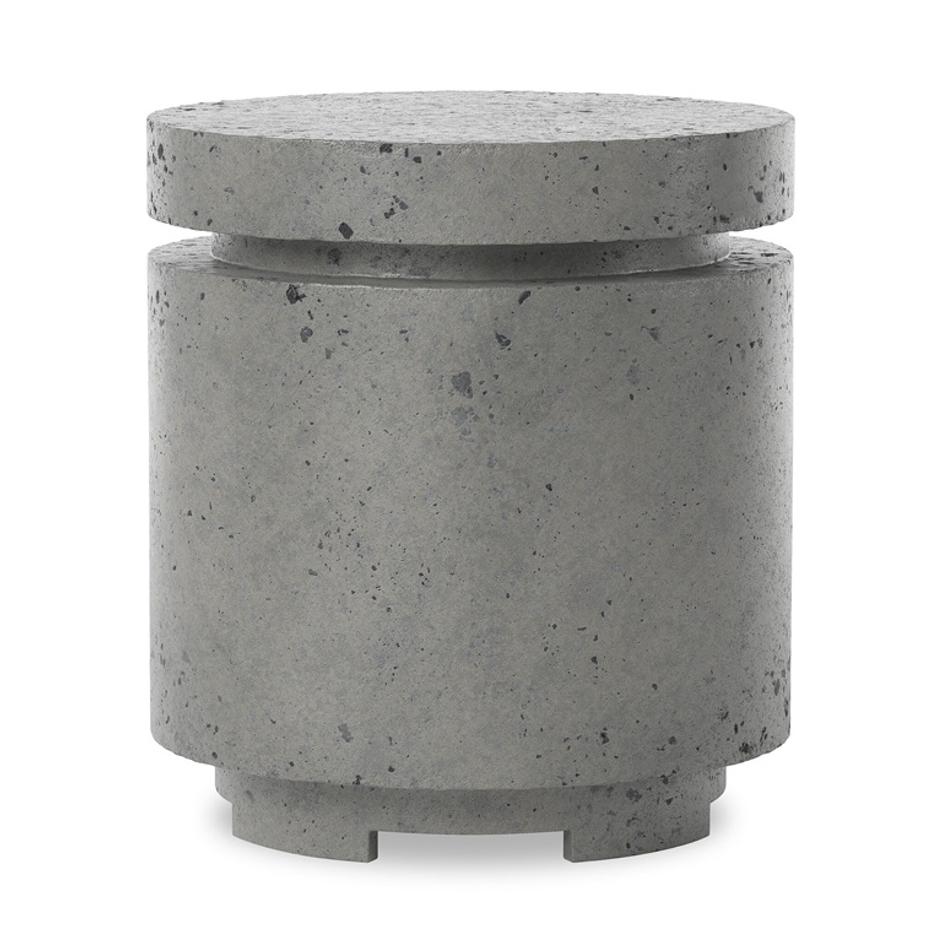Higgins Outdoor Round Propane Enclosure In Pewter Concrete by Four Hands