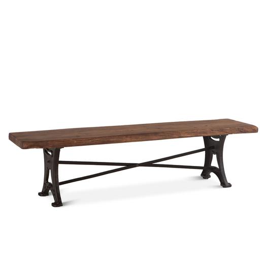 Organic Forge 70-Inch Live Edge Dining Bench with Antique Zinc Base by Home Trends & Design