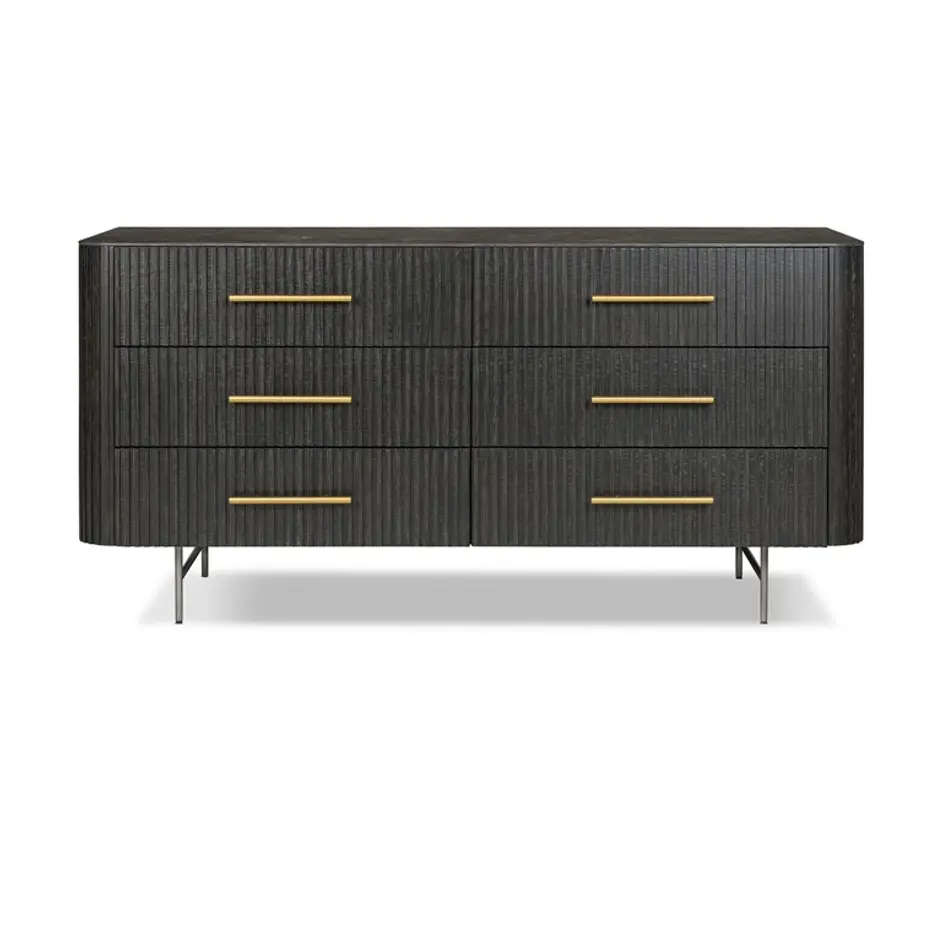 Fletcher 6 Drawer Dresser - Distressed Black by Four Hands