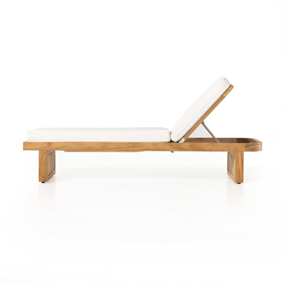 Merit Outdoor Chaise Lounge In Natural Teak by FOUR HANDS