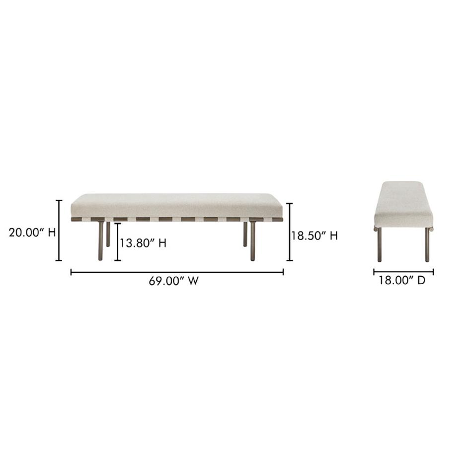 Carson Dining Bench Beige by Moes Home