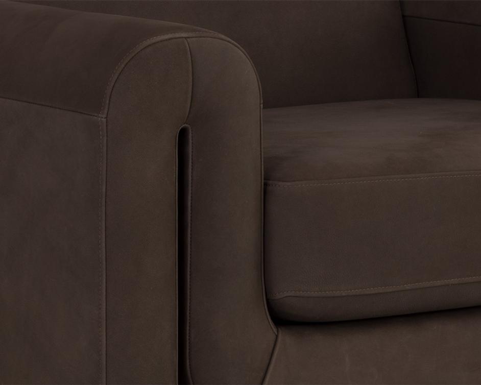 ROMER ARMCHAIR - BRUSHED GOLD - NUBUCK COCOA LEATHER by Sunpan