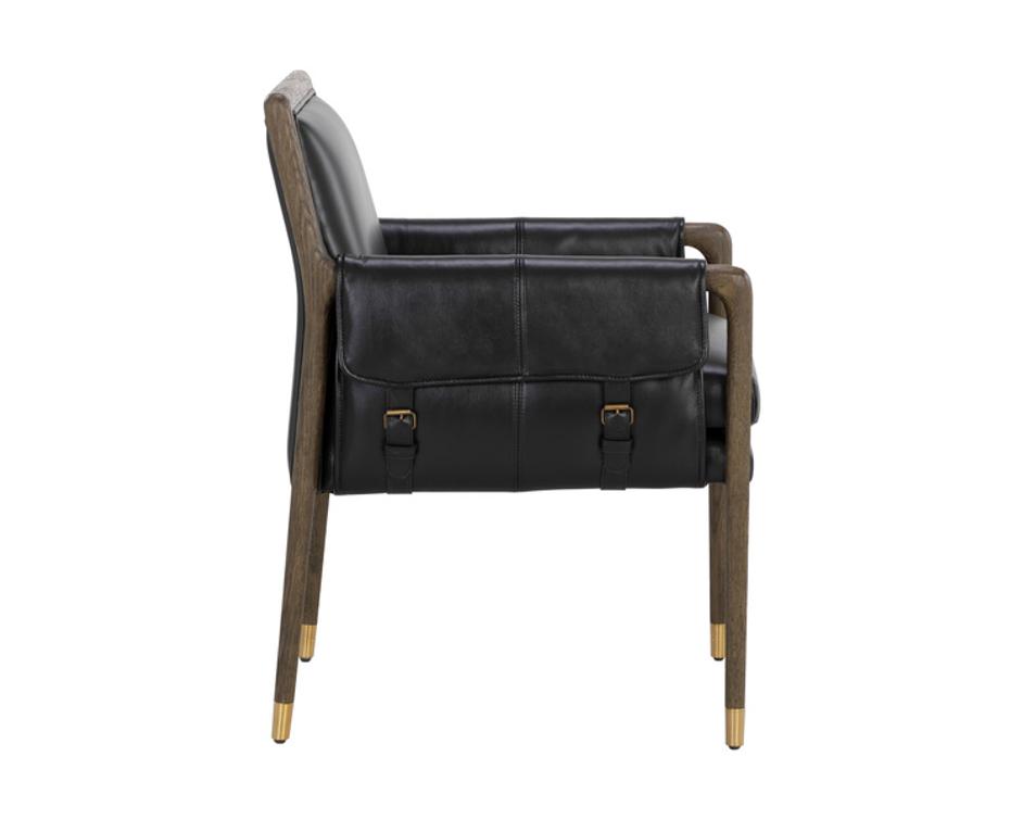 MAUTI DINING ARMCHAIR - DISTRESSED BROWN - CORTINA BLACK LEATHER by Sunpan