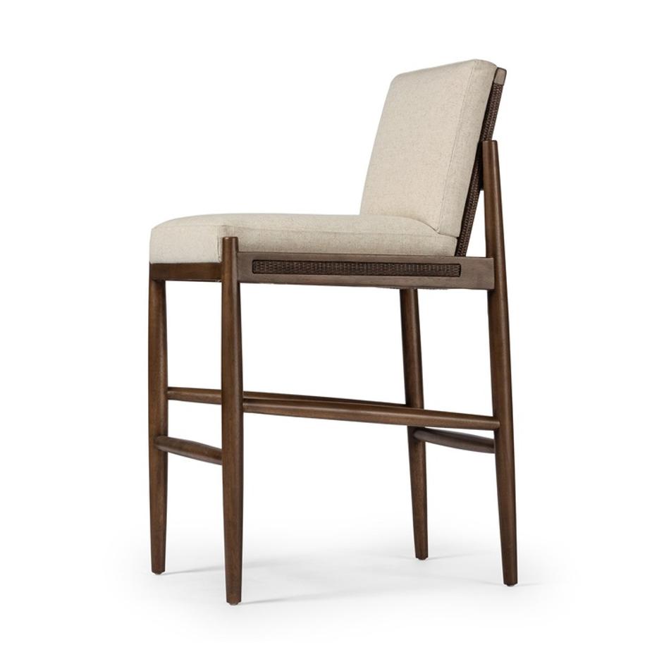 Costera Bar Stool In Antwerp Natural And Almond And Vintage Cross Woven Cane by Four Hands
