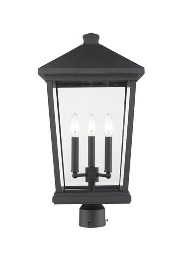 Beacon 3 Light Outdoor Post Mount Fixture in Black Finish by Z-Lite