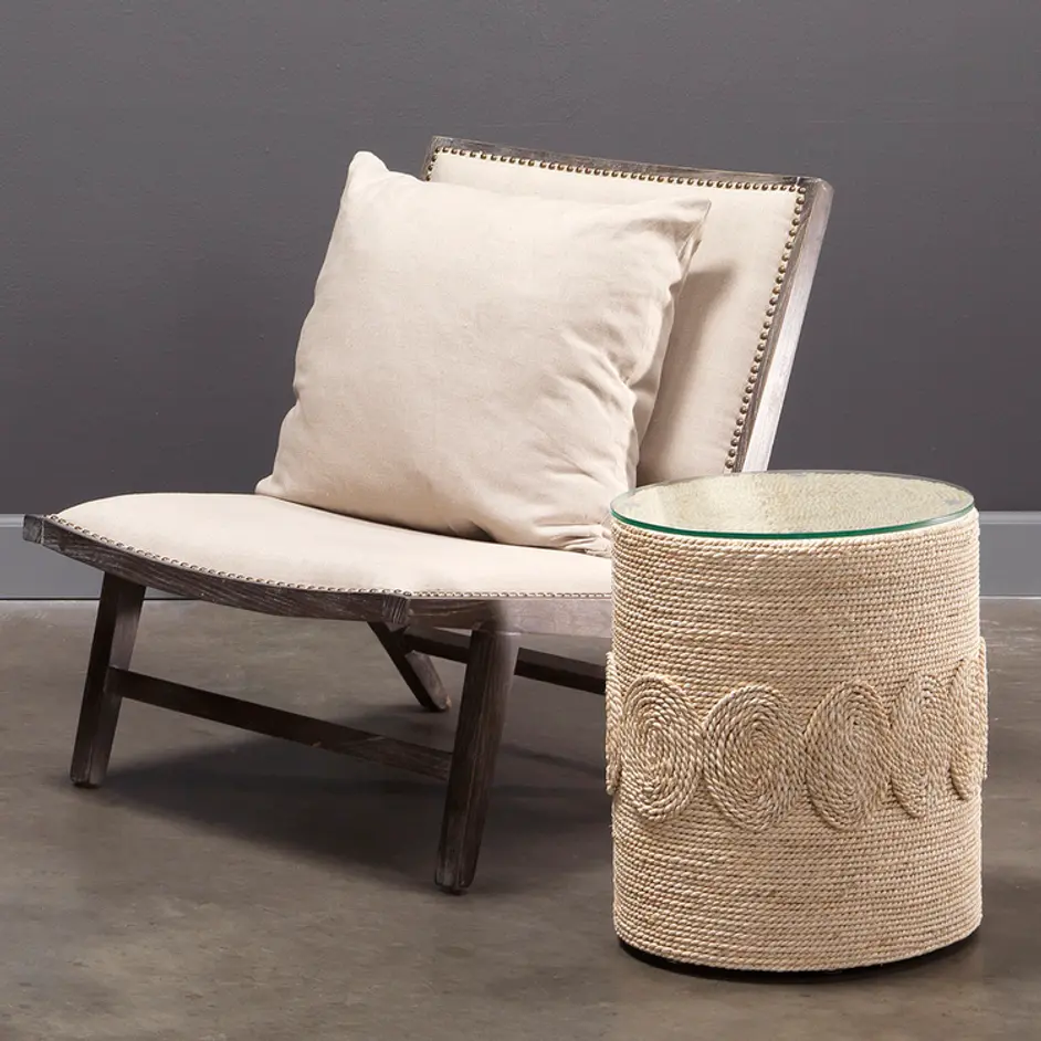 Barbados Oval Corn-Straw Side Table by Jamie Young