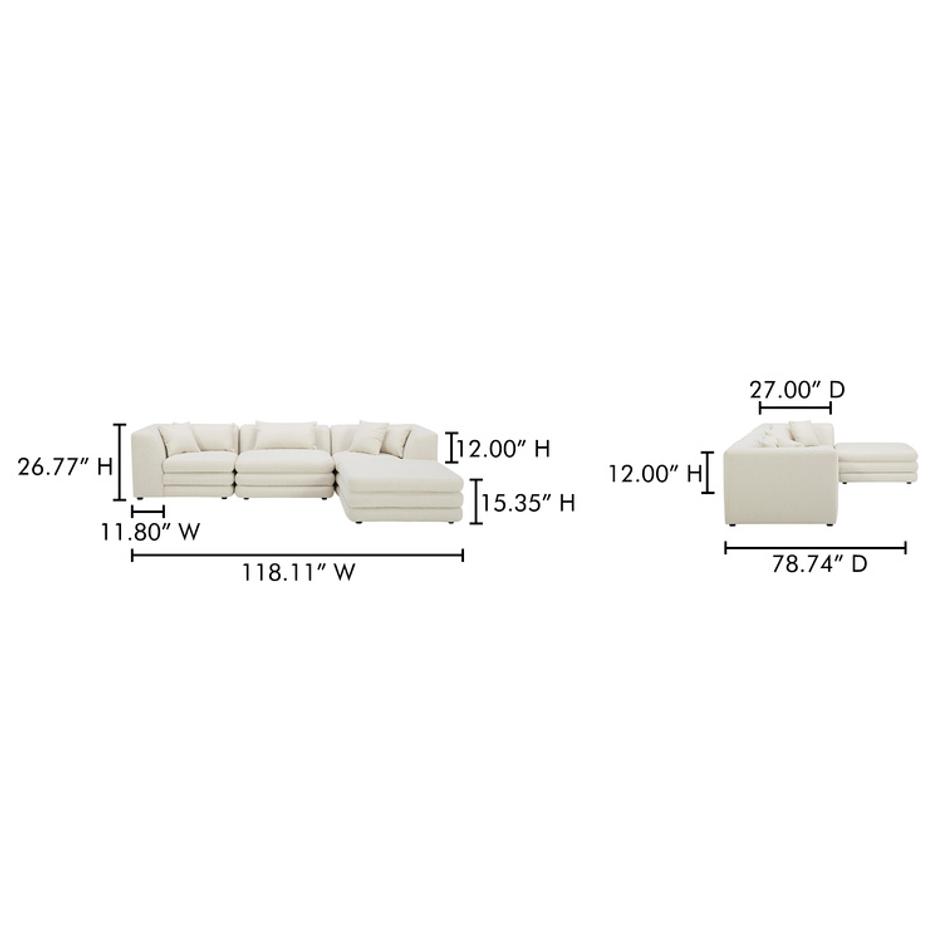 Lowtide Lounge Modular Sectional Warm White by Moes Home